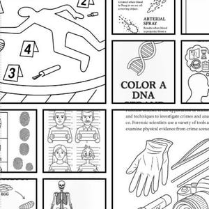 Forensic Science Coloring & Activity Pages Bundle – 10 Printable Worksheets for Kids, Teens, and Classrooms