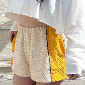 Upcycled Yellow 70’s vintage towel shorts