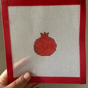 Pomegranate Needlepoint Canvas | Judaica Needlepoint Canvas for Rosh Hashanah, Mini Needlepoint Canvas, 18 mesh