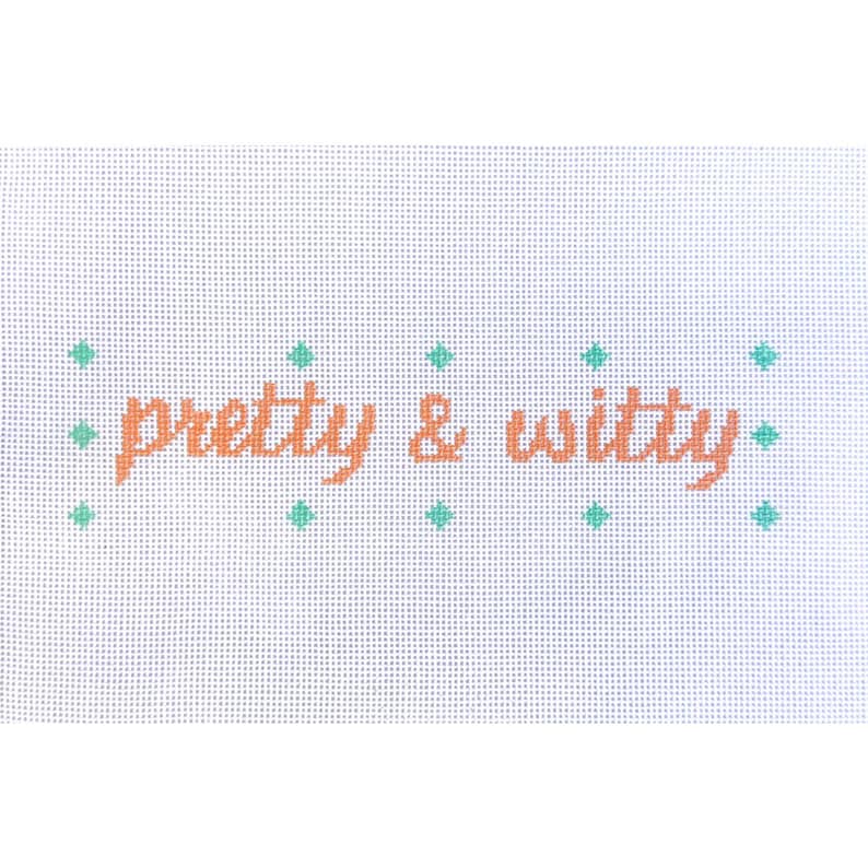 Pretty and Witty Needlepoint Canvas – Hand-Painted Mini, 18 Mesh image 1