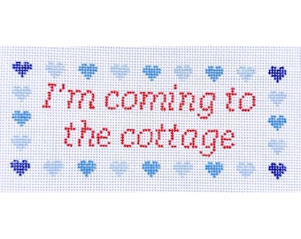 I’m coming to the Cottage Needlepoint Canvas, booktok, romance, hand painted 18 mesh canvas