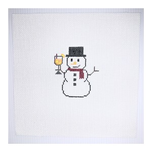 Aperol Spritz Snowman Needlepoint Canvas – Holiday Cocktail Mini, Hand-Painted 18 Mesh