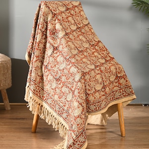 Schlamm Tuch Block Print Baumwolle Decke, Floral Verdure Decor