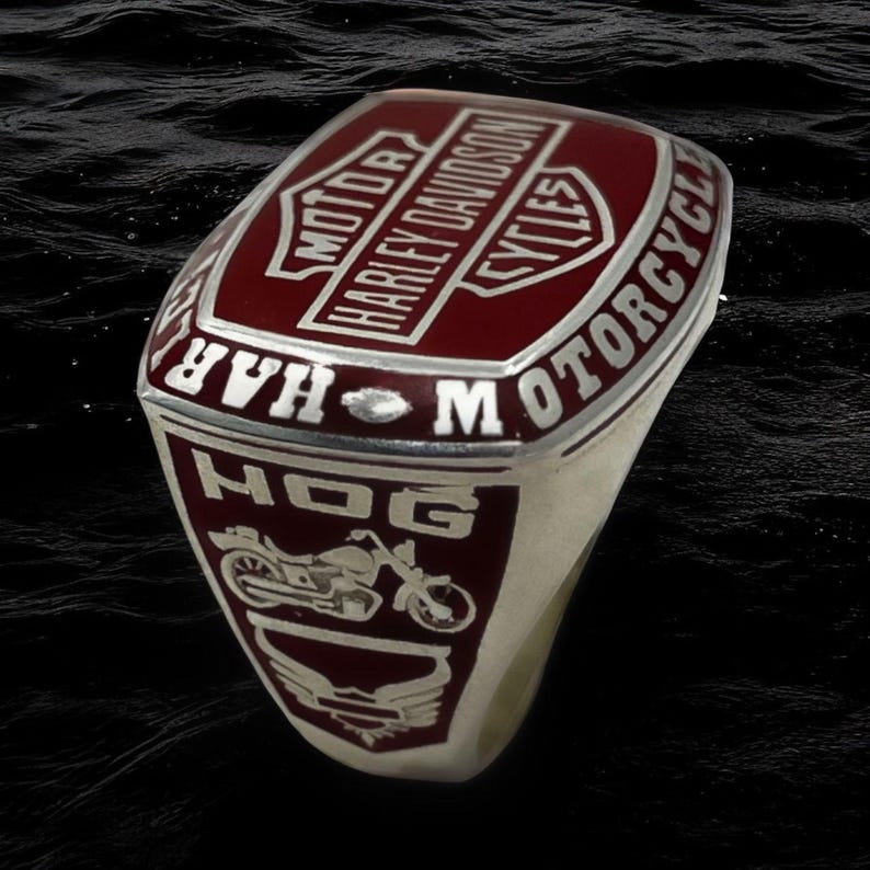 Harley Davidson Men's Ring . Motorcycle Biker Ring . Silver Ring ...