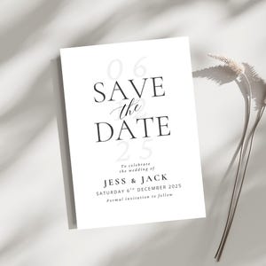 Minimalist Save the Date / Black and White Wedding Invitation / Modern Printable Wedding Card / Elegant Digital Template