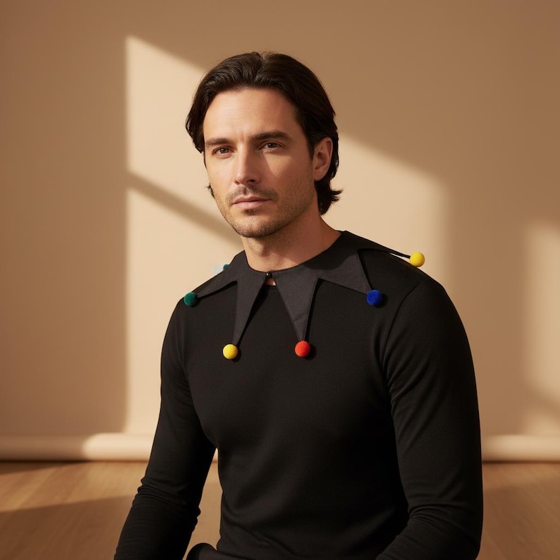 Färgglad Jingle Bell clownhalsband | Elastisk gycklarhalsband för cosplay, Pierrot-kostymer, Halloween och cirkuskläder bild 2