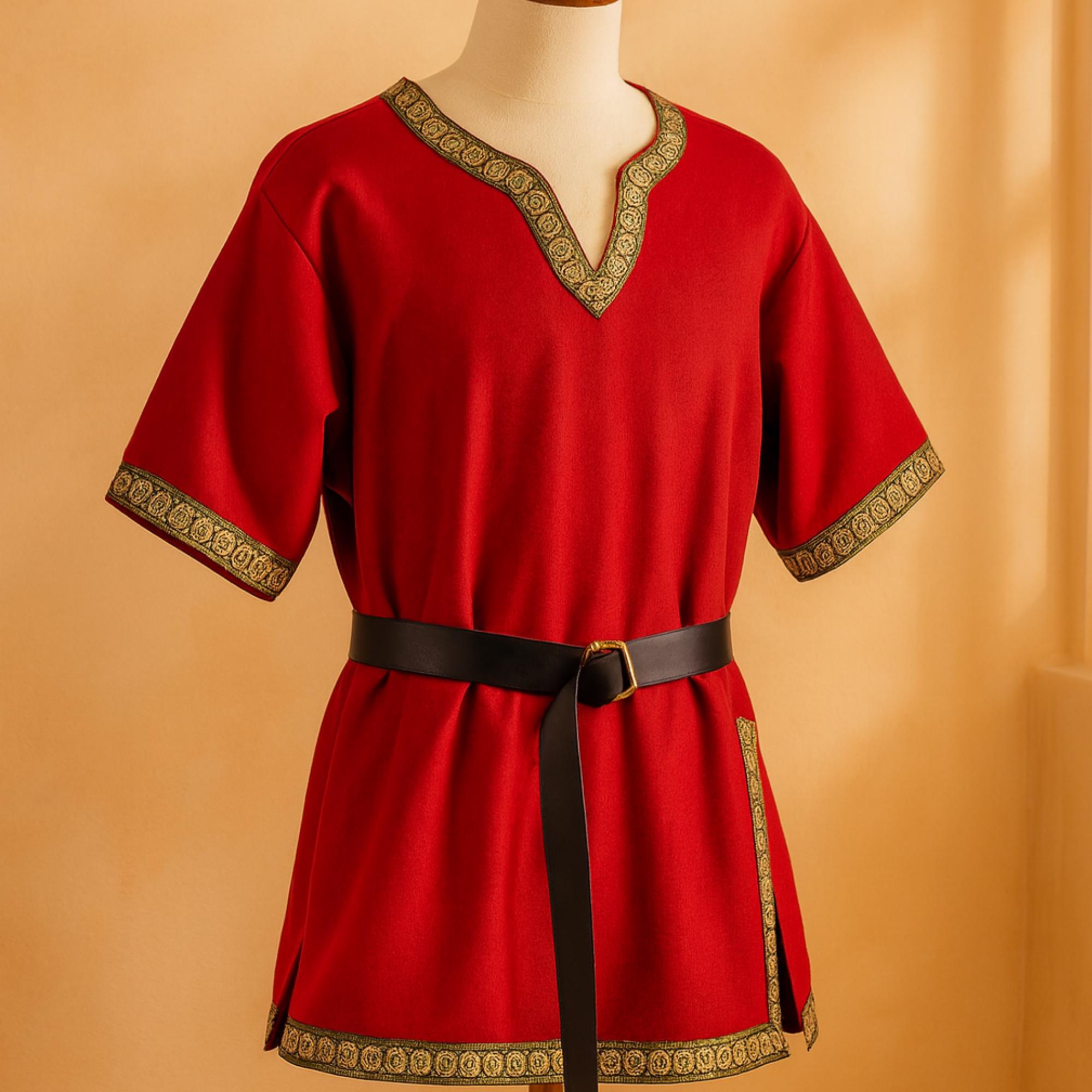 VONMELLI Camisa Medieval Para Hombre – Túnica Vikinga Renacentista, Cosplay De Caballero, Pirata O Halloween, Hecha De Algodón Y Lino Con Detalles Dorados