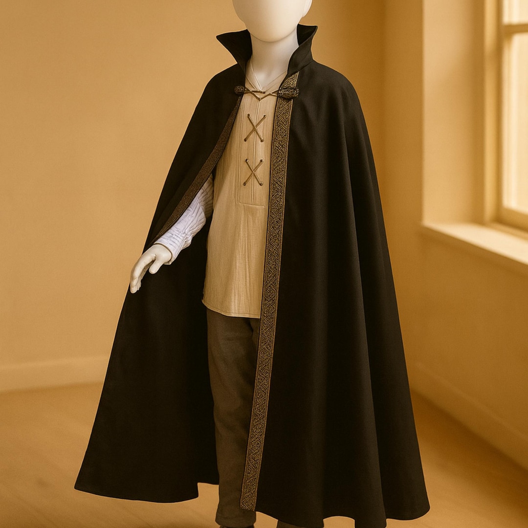 Villian Robe Dark Lord Cloak Costume | Black Hooded Villain Cape | Fantasy Sorcerer ...