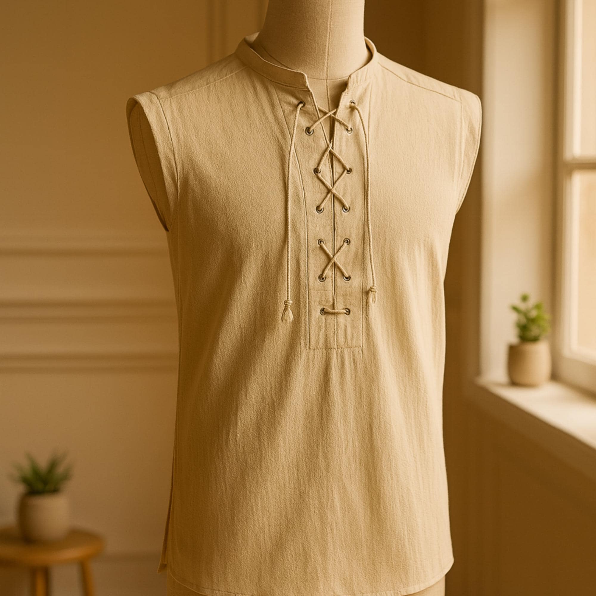 Sleeveless Viking Tunic for Men | Lace up Norse Shirt | Medieval ...