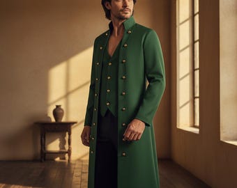 Pirate Buccaneer Coat for Men | Steampunk Military Tailcoat | Victorian Pirate Jacket | Renaissance Faire Costume | Gothic Long Coat