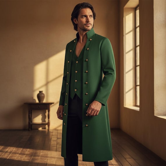 Pirate Buccaneer Coat for Men | Steampunk Military Tailcoat | Victorian Pirate Jacket | Renaissance Faire Costume | Gothic Long Coat