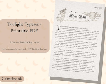 Twilight Typeset PDF pour reliure | Motif de reliure Dark Academia (PDF)