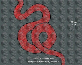 Snake. Pattern to make handmade rhinestones hotfix motif and/or Rhinestone template.