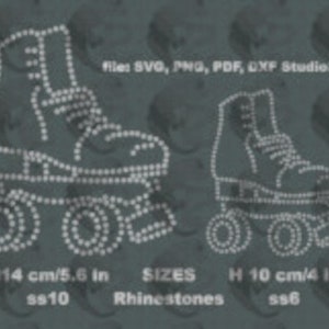 Roller Skate ss10 and ss6. Pattern to make rhinestone hotfix motif handmade making template with cutting plotter Cricut, Silhouette...