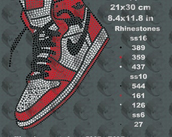 Sneaker. Pattern to make rhinestones hotfix iron on motif, Rhinestone template. Files usable with Cricut and Silhouette cutting plotters