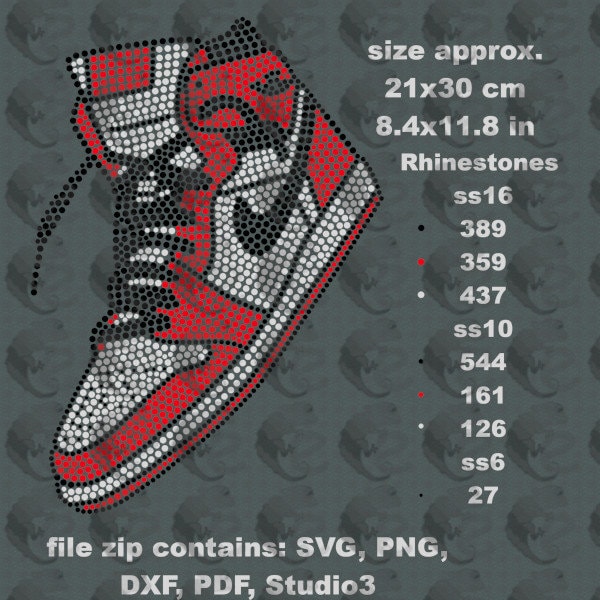 Sneaker. Pattern to make rhinestones hotfix iron on motif, Rhinestone template. Files usable with Cricut and Silhouette cutting plotters