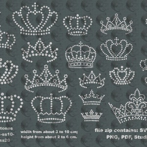 Small Crowns. Pattern to make rhinestones hotfix motif, Rhinestones template.