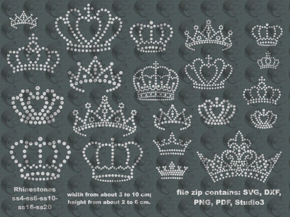 Small Crowns. Pattern to Make Rhinestones Hotfix Motif