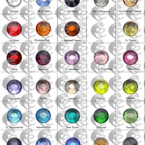 Rhinestone color chart