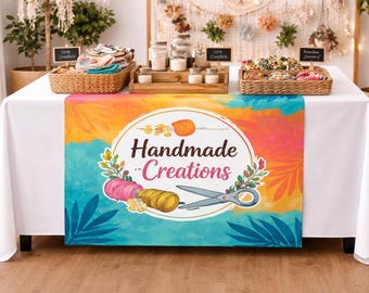 Custom Table Runner with Logo | Personalized Business Table Banner | Trade Show Display, Vendor tablecloth| Full Color Print | Fast Shipping