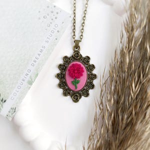 Pink Embroidered Pendant | Aesthetic Floral Pendant | Unique Pendant | Handmade Necklace | Cottagecore Necklace | Art Pendant