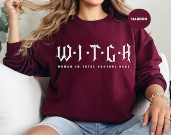 Feminism Witch Sweatshirt & Hoodie, Woman in Total Control of Herself, Feminist Gift, Equal Rights Crewneck, Women’s Empowerment Sweater