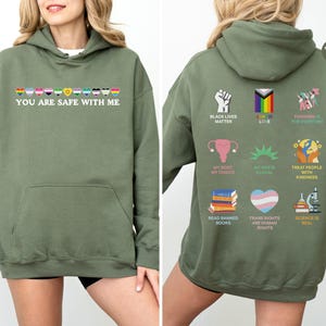You're Safe With Me Sweater, Retro Rainbow LGBT Sweatshirt, Radicalized by Basic Decency Crewneck, Gift For Liberal, AntiTrump Gifts