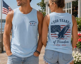 Comfort Colors® retro tanktop VS 250, 250 jaar vrijheid, shirt viert 250e verjaardag, T-shirt VS vlag 4 juli, patriottisch cadeau