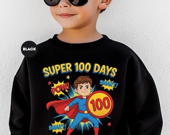 Super 100 Days Shirt, Superhero 100th Day of School Boy Tee, Comic Book Milestone Outfit, Kindergarten Super 100 Days Smart