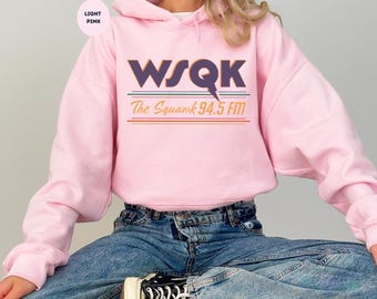 WSQK The Squawk Hoodie, WSQK The Squawk 94.5 FM Radio Hoodie, Vintage Sci-fi 80er Jahre Nostalgie Rundhalsausschnitt, Retro Sweatshirt Geschenk