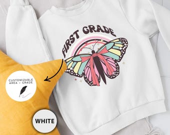 Personalized Back To School Kids Shirt, Custom Coquette 1st Grade T-Shirt, First Grader Elementary Tee, First Day Of School Sweatshirt Gift
