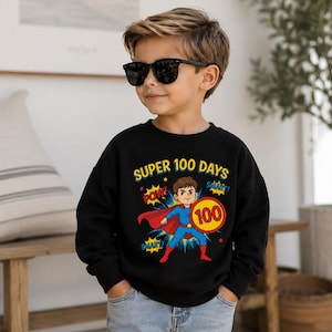 Super 100 Days Shirt, Superhero 100th Day of School Boy Tee, Comic Book Milestone Outfit, Kindergarten Super 100 Days Smart