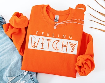 Feeling Witchy Sweatshirt, Witch Sweatshirt, Halloween Witch Sweatshirt, Crazy Halloween Gift, Witch Spell Sweatshirt,Woman Halloween Hoodie