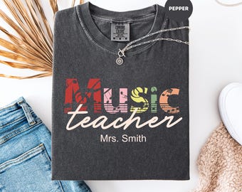 Comfort Colors Music Teacher Shirt, Music Teacher Appreciation Gift, Specials Team Shirts, Music Therapist Shirt, New Music Teacher Name Tee
