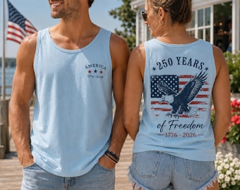 Comfort Colors® Retro USA 250 Tank Top, 250 Jahre Freiheit, Feiern Sie das 250-jährige Jubiläums-Shirt, USA-Flaggen-T-Stück 4. Juli-Behälter, primas Geschenk