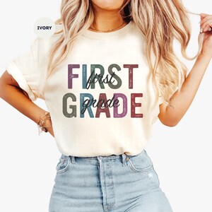 Comfort Colors First Grade Teacher Shirt: Retro Elementary School Tee