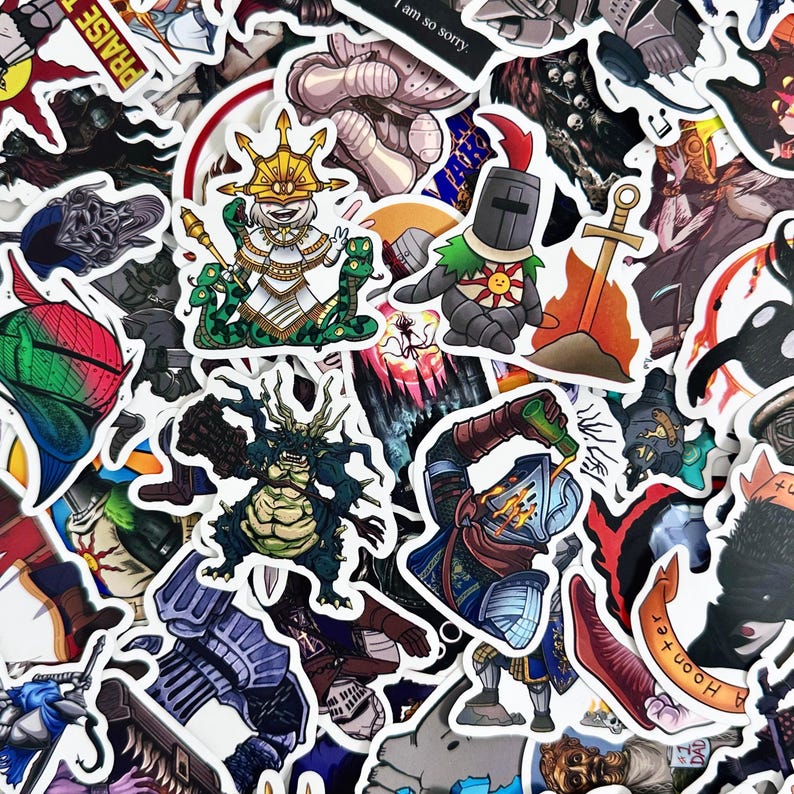50pcs Dark Souls Stickers, Knight Warrior Stickers, Fantasy RPG Stickers, Waterproof Art Stickers for Gamer Fans, RPG Lovers, Collectors image 5