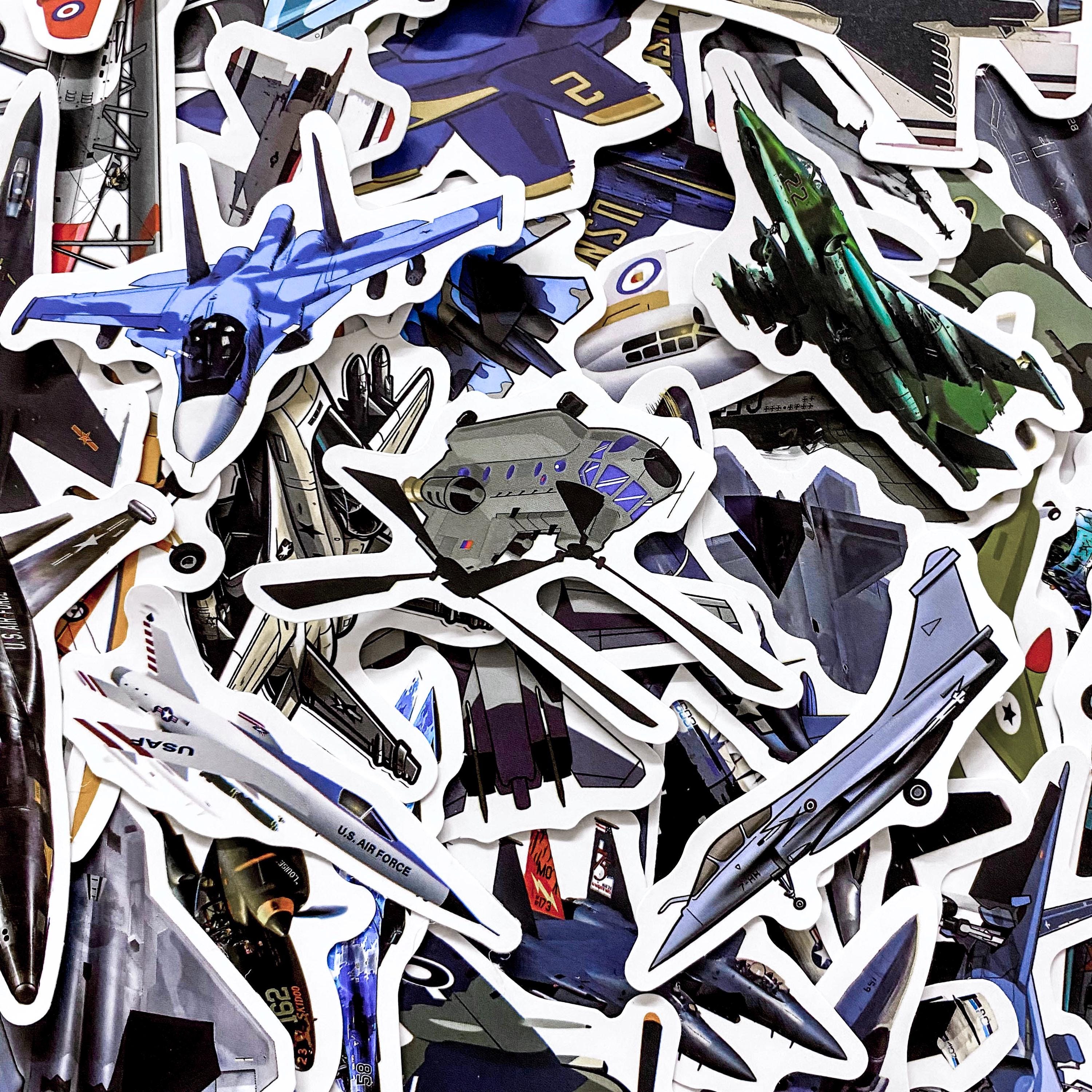 50pcs Fighter Jet Stickers, Military Aircraft Stickers, Aviation Plane ...