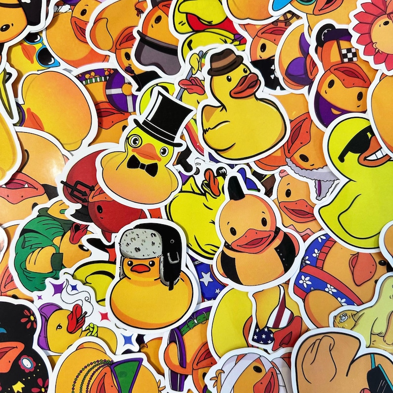 50pcs Rubber Duck Stickers, Funny Cartoon Duck Stickers, Costume ...