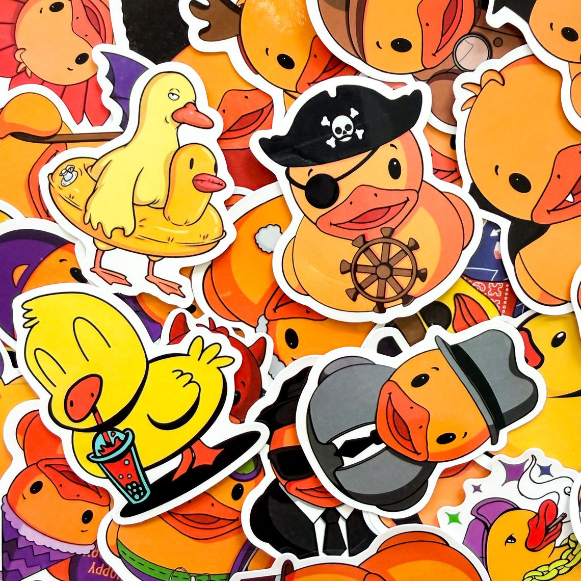 50pcs Rubber Duck Stickers, Cute Duck Stickers, Funny Cartoon Duck ...
