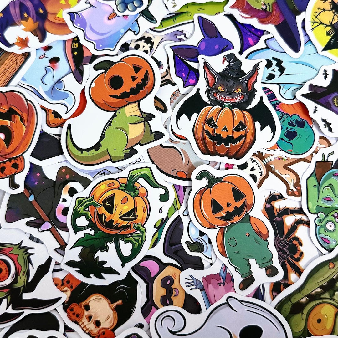 50pcs Halloween Ghost Stickers, Cute Spooky Stickers, Pumpkin Stickers ...