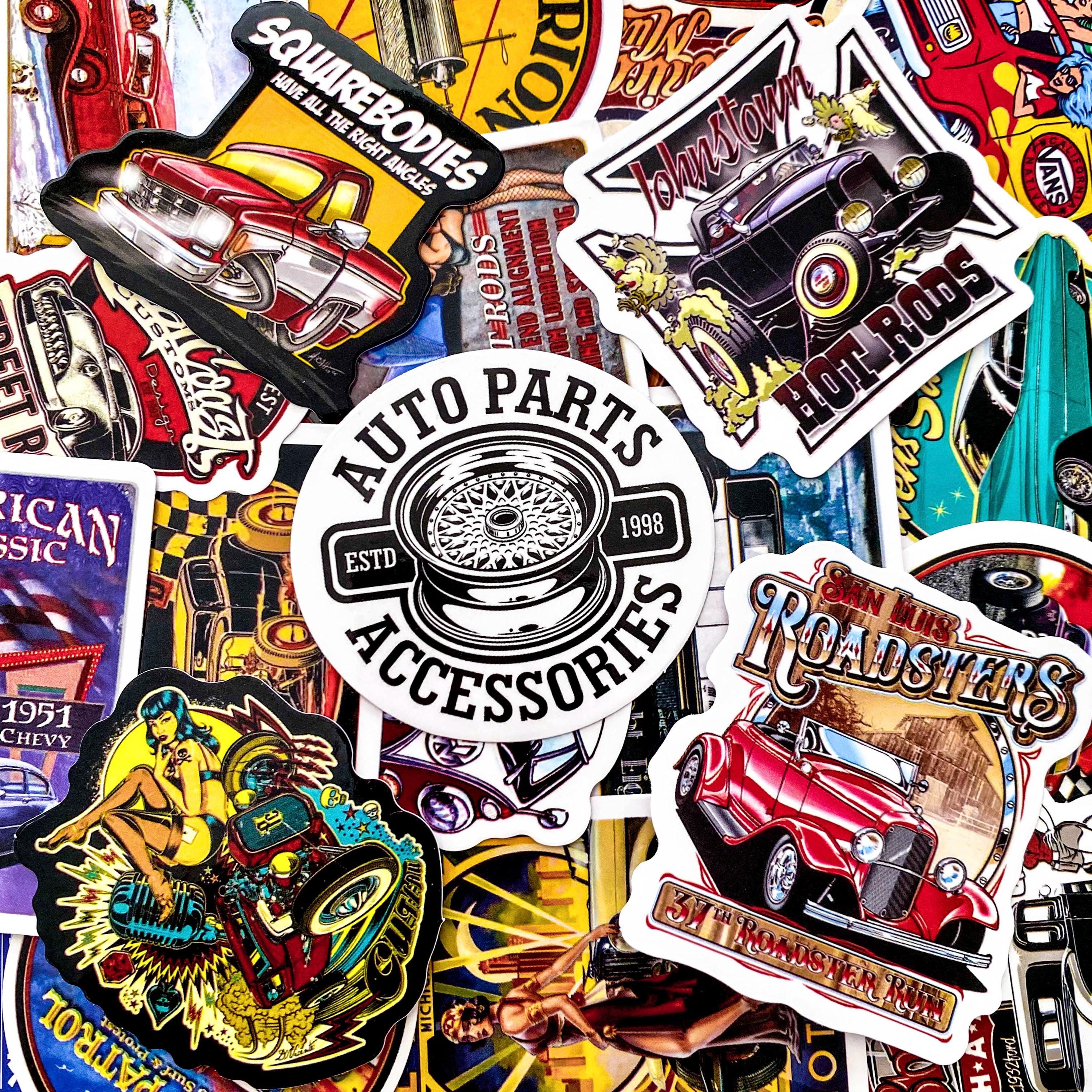 50pcs Vintage Car Stickers, Retro Muscle Car Stickers, Classic Auto Ad ...