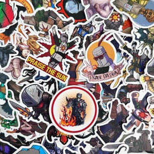 50pcs Dark Souls Stickers, Knight Warrior Stickers, Fantasy RPG Stickers, Waterproof Art Stickers for Gamer Fans, RPG Lovers, Collectors image 2