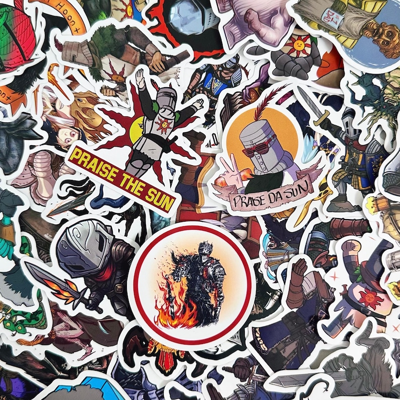 50pcs Dark Souls Stickers, Knight Warrior Stickers, Fantasy RPG Stickers, Waterproof Art Stickers for Gamer Fans, RPG Lovers, Collectors image 2