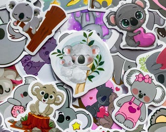 50pcs Koala Stickers, Cute Cartoon Koala Stickers, Kawaii Animal Stickers, Waterproof Stickers for Gift, Journal, Scrapbook, DIY Crafts