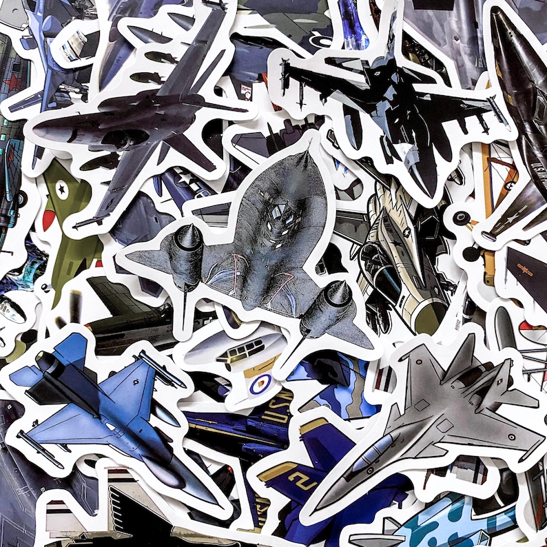 50pcs Fighter Jet Stickers, Military Aircraft Stickers, Aviation Plane ...
