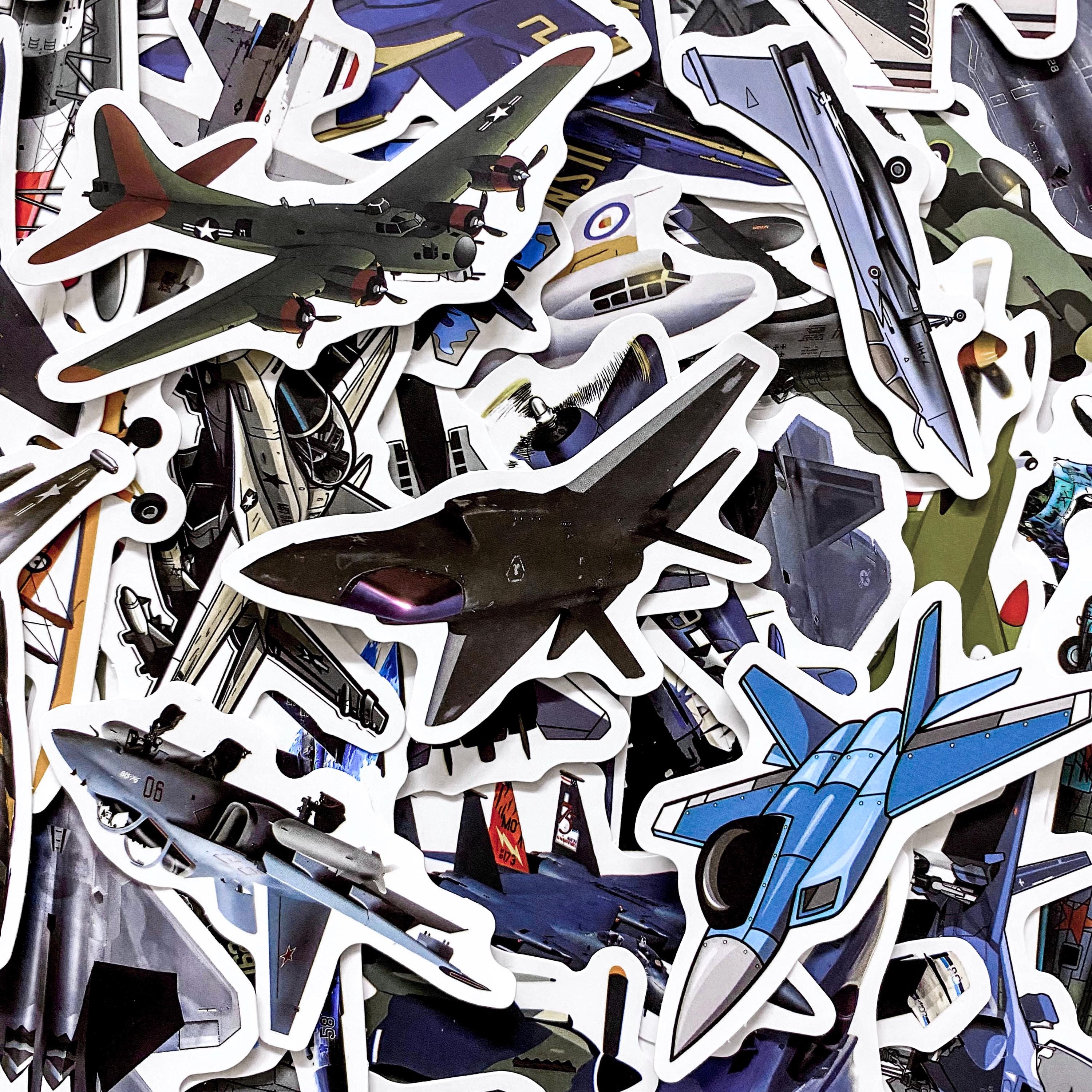 50pcs Fighter Jet Stickers, Military Aircraft Stickers, Aviation Plane ...