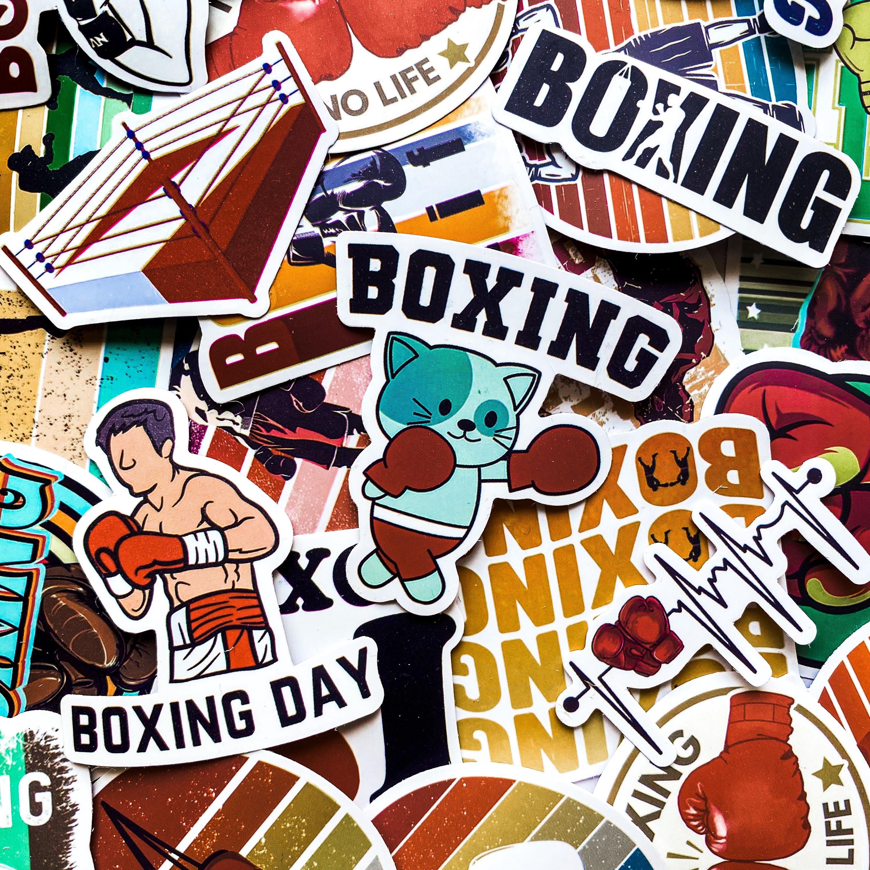 50pcs Boxing Stickers, Vintage Boxing Art Stickers, Fighter Silhouette ...
