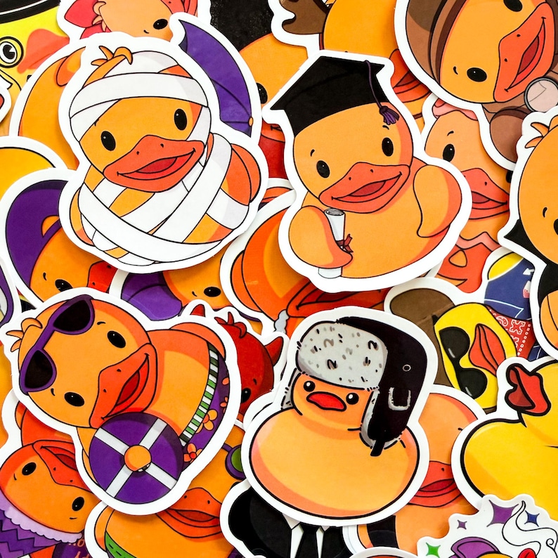 50pcs Rubber Duck Stickers, Cute Duck Stickers, Funny Cartoon Duck ...