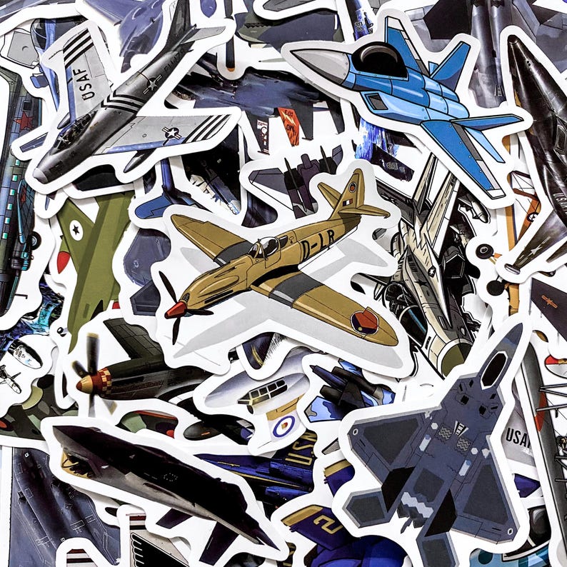 Jet Engine Stickers 50pcs Fighter Jet Stickers, Military Aircraft Stickers, Aviation Plane ...